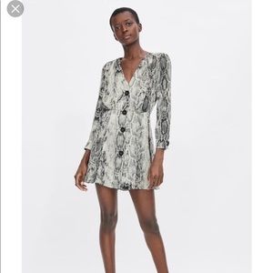 Zara snakeskin button up mini dress.